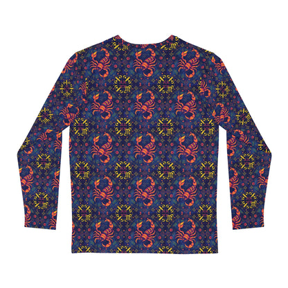 Men's Long Sleeve Shirt, (AOP), Scorpio, Zodiac v4, Pattern
