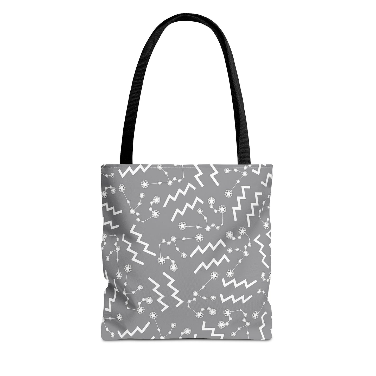 Tote Bag, Aquarius Zodiac Sign, AOP, (Grey, White)