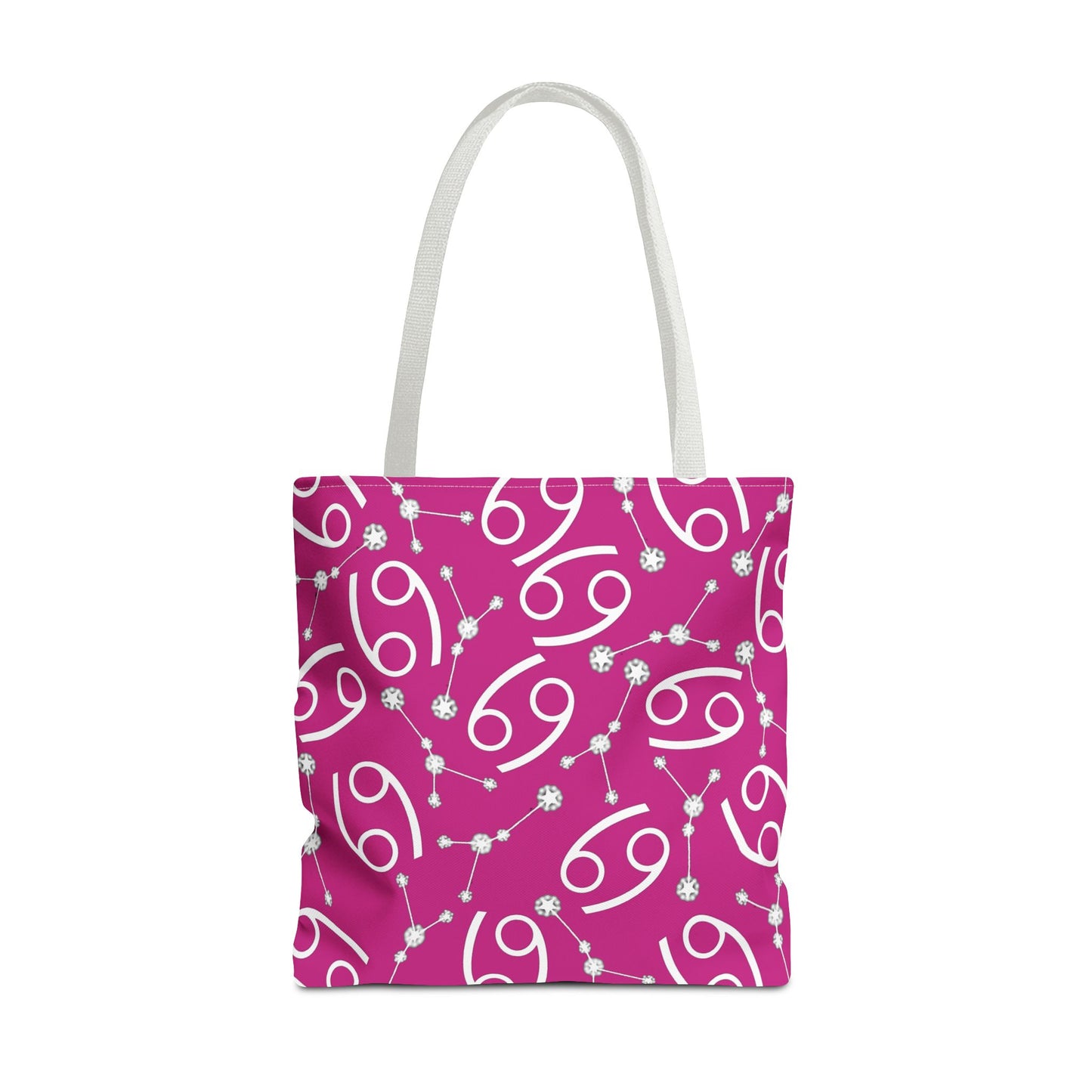 Tote Bag, Cancer Zodiac Sign, AOP, (Pink, White)