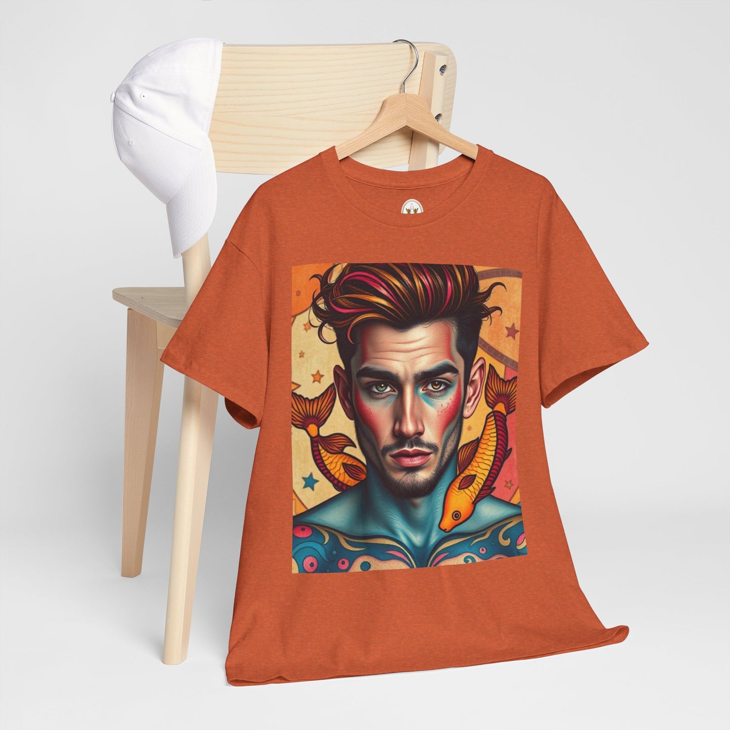 Unisex Heavy Cotton T-Shirt, Pisces, Zodiac v2, Sexy Art