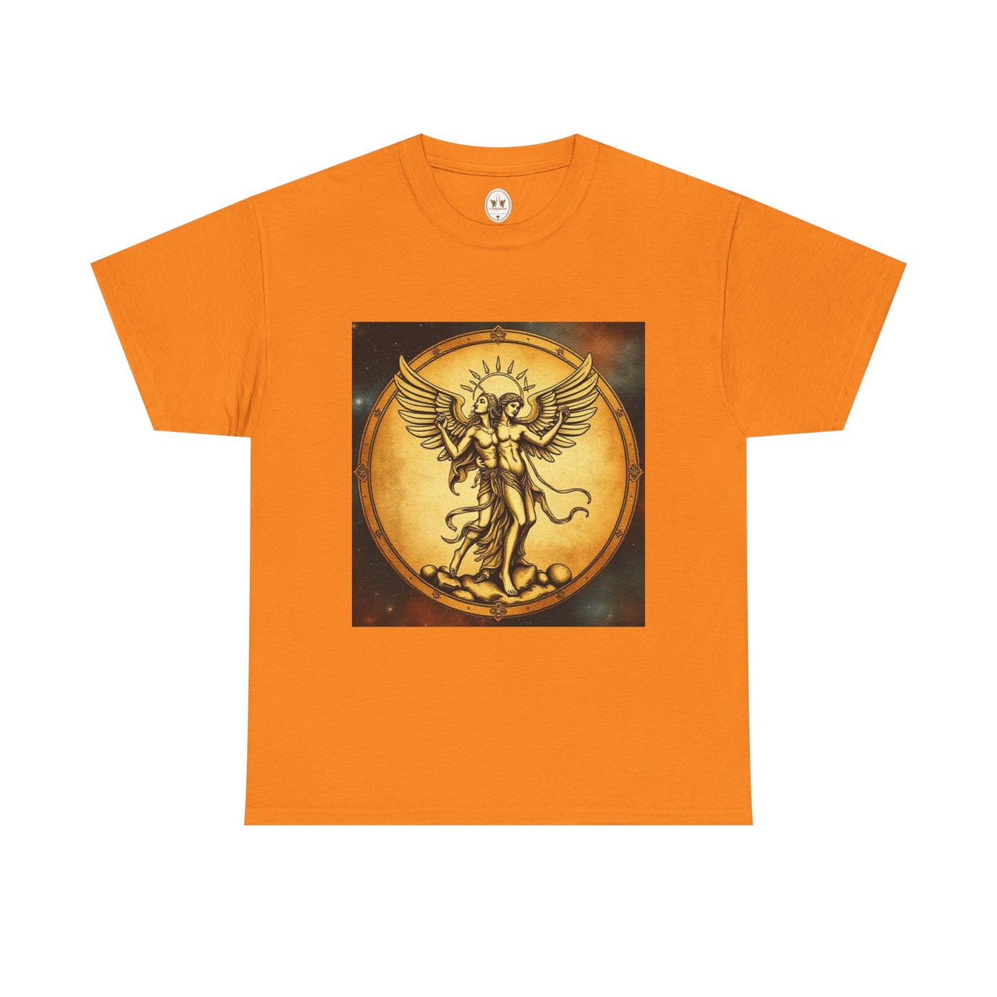Unisex Heavy Cotton T-Shirt, Twin Angel v1, Gemini Zodiac Design