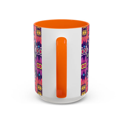 Accent Coffee Mug, Libra, Zodiac v3, Flower Pattern, (11, 15oz)