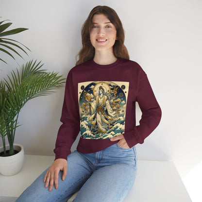 Unisex Heavy Blend™ Crewneck Sweatshirt, Anime Capricorn God,  Zodiac Design