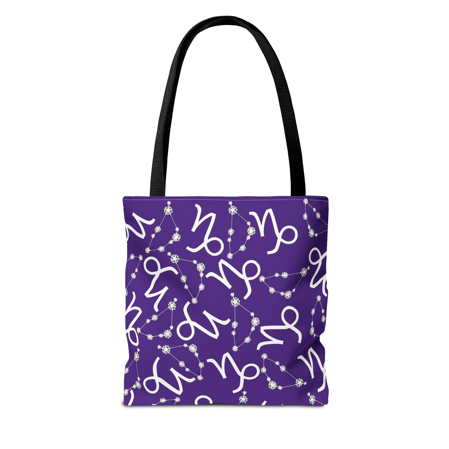 Tote Bag, Capricorn Zodiac Sign, AOP, (Purple, White)