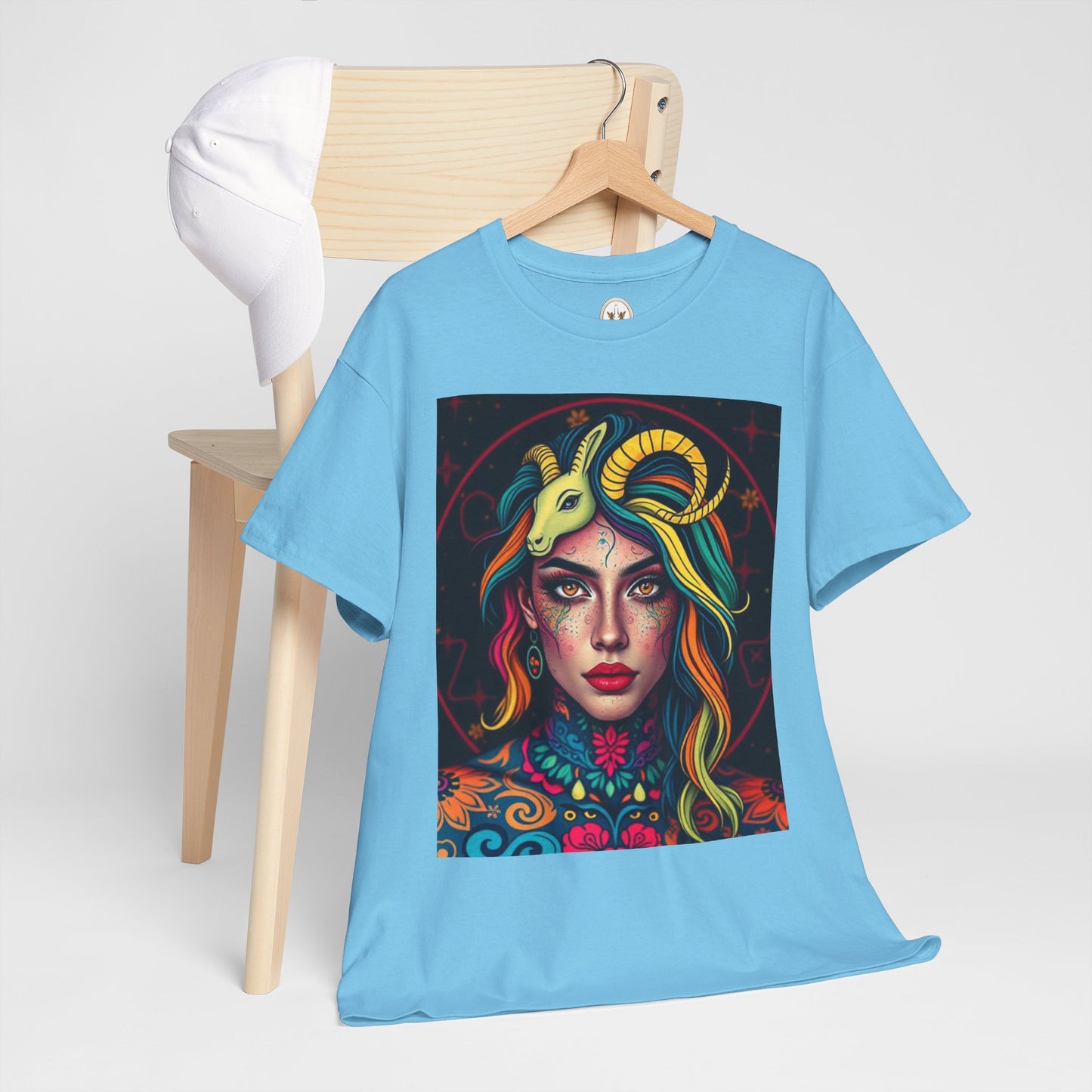 Unisex Heavy Cotton T-Shirt, Capricorn, Zodiac v2, Sexy Art