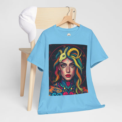 Unisex Heavy Cotton T-Shirt, Capricorn, Zodiac v2, Sexy Art