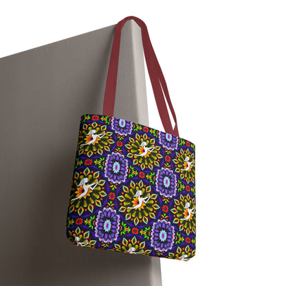 Tote Bag, (AOP), Sagittarius, Zodiac v5, Flower Pattern