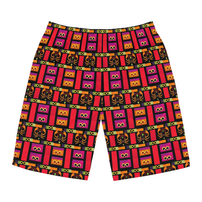 Men's Board Shorts, (AOP), Scorpio, Zodiac v2, Shape Pattern