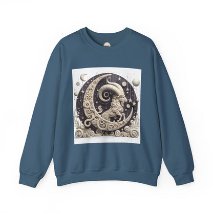 Unisex Heavy Blend™ Crewneck Sweatshirt, Stone Moon, Capricorn Zodiac Design