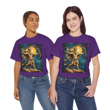 Unisex Heavy Cotton T-Shirt, Midnight Arrow v1, Sagittarius Zodiac Design