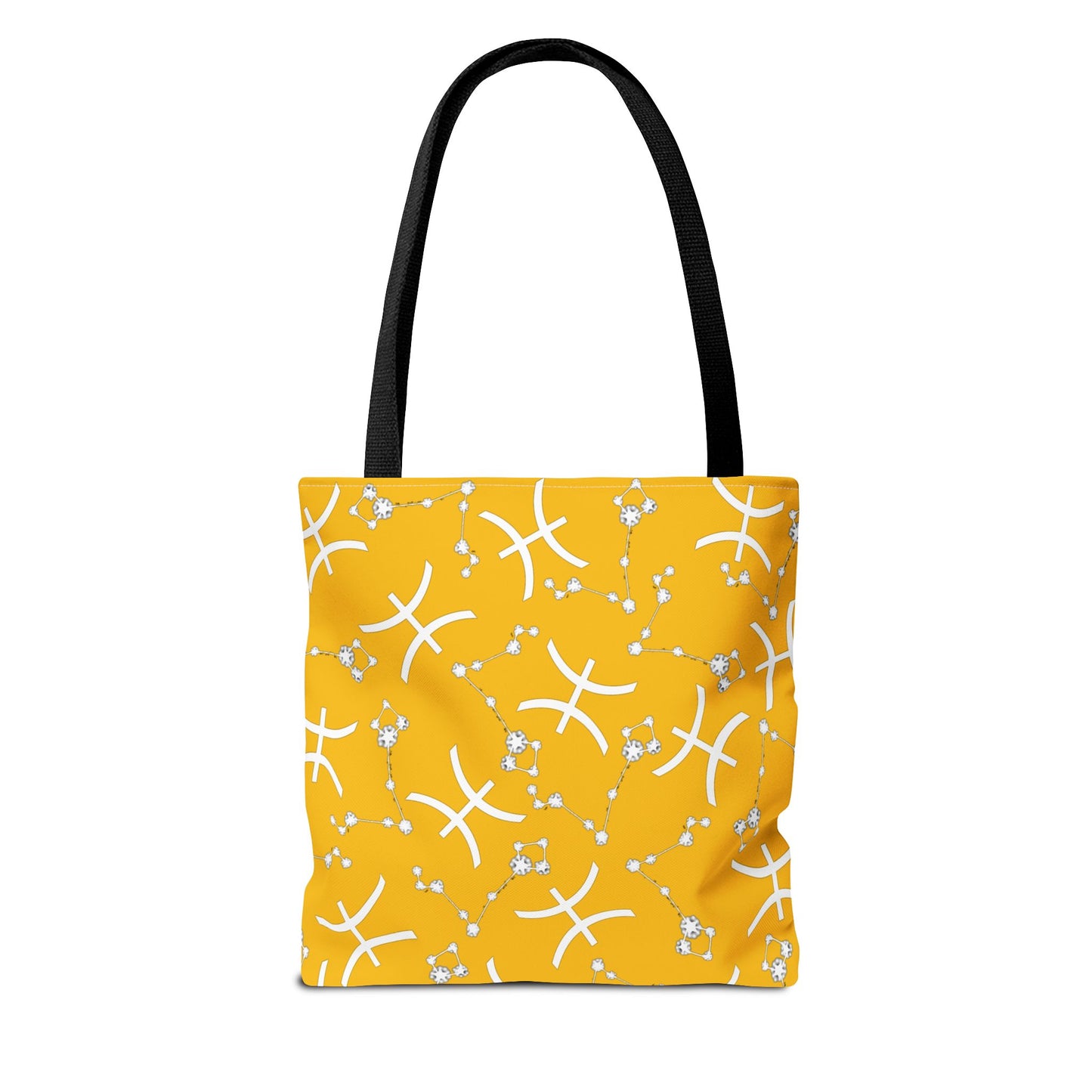 Tote Bag, Pisces Zodiac Sign, AOP, (Yellow, White)