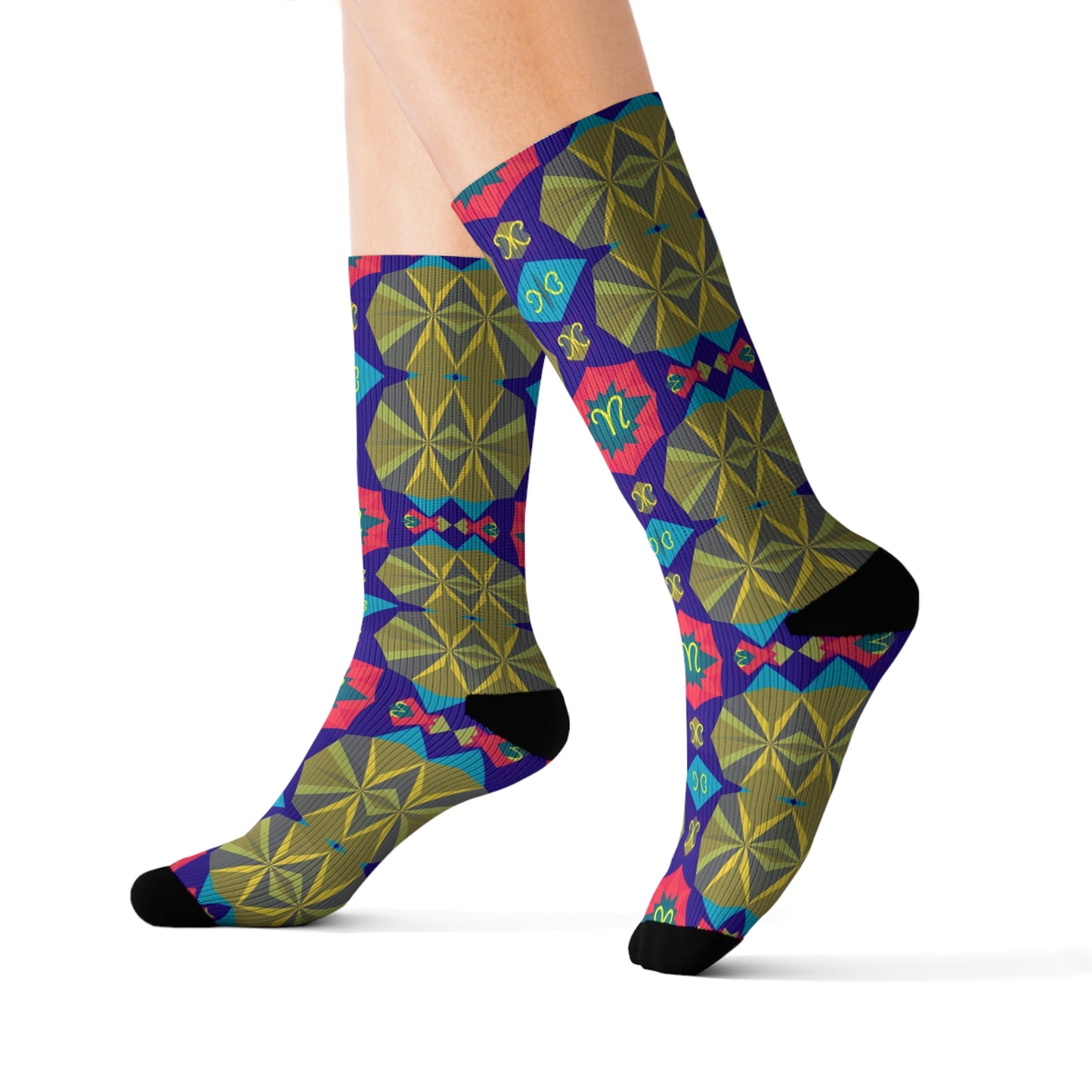 Sublimation Socks, Aquarius, Zodiac v1, Shapes Pattern