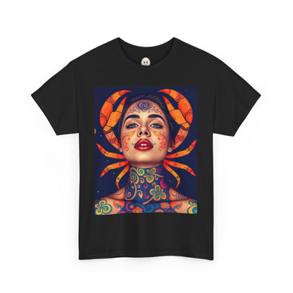 Unisex Heavy Cotton T-Shirt, Cancer, Zodiac v2, Sexy Art
