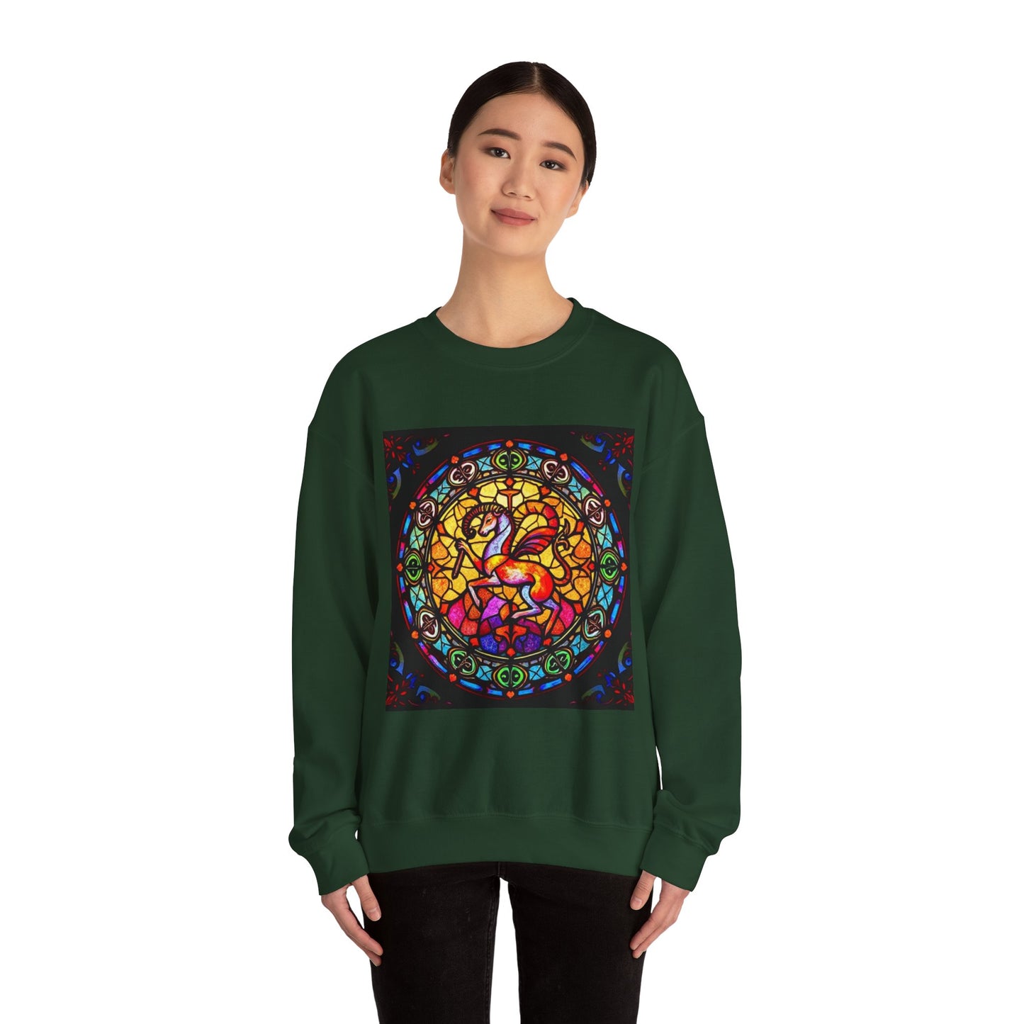 Unisex Heavy Blend™ Crewneck Sweatshirt, Glass 1, Aries Zodiac Design
