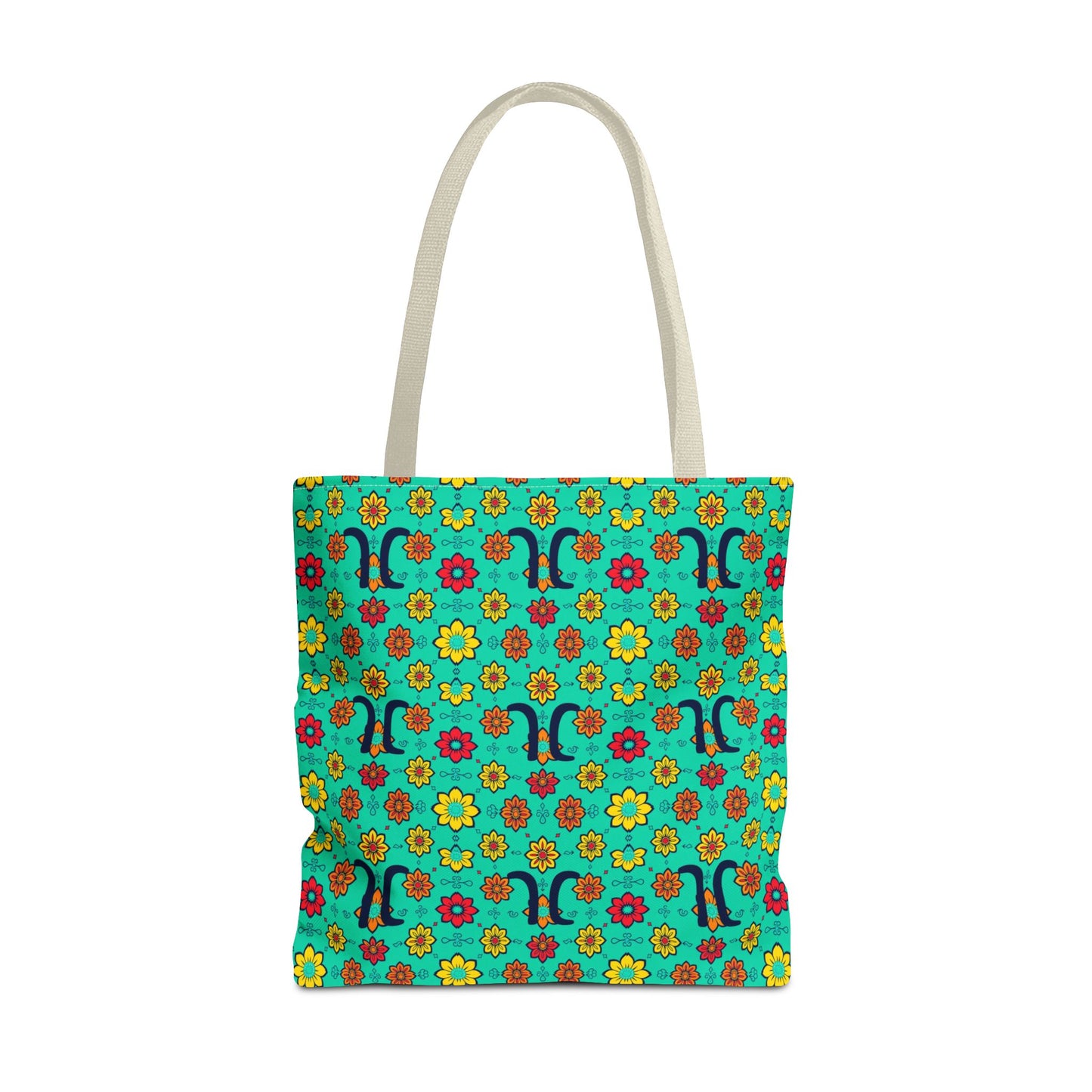 Tote Bag, (AOP), Aquarius, Zodiac, Flower Pattern