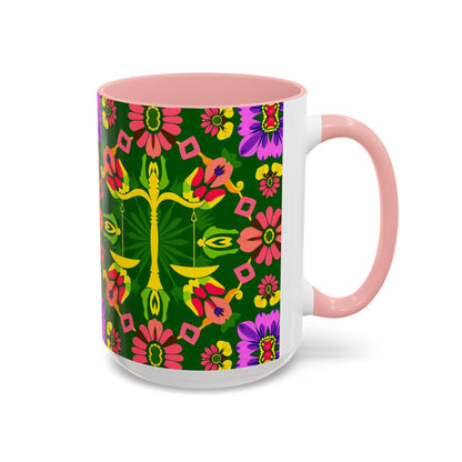 Accent Coffee Mug, Libra, Zodiac, Flower Pattern, (11, 15oz)