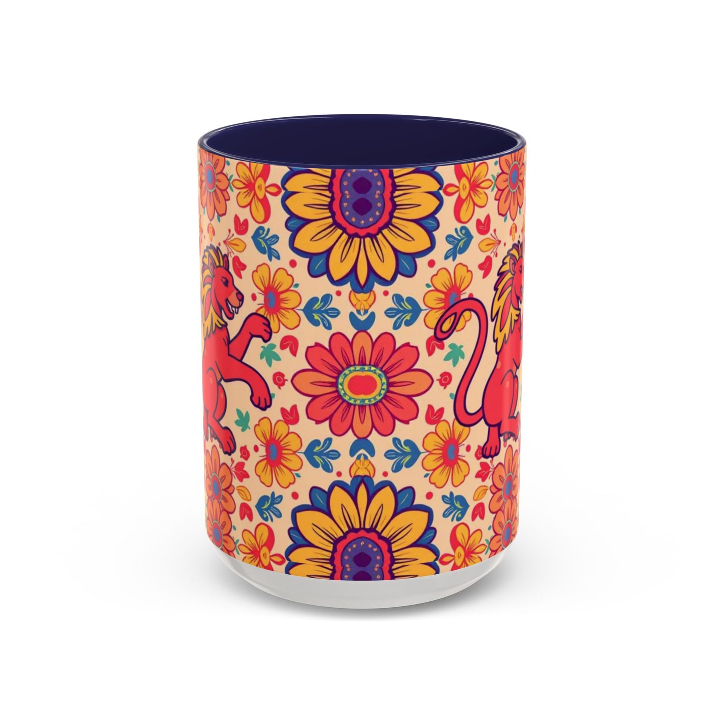 Accent Coffee Mug, Leo, Zodiac, Flower Pattern, (11, 15oz)