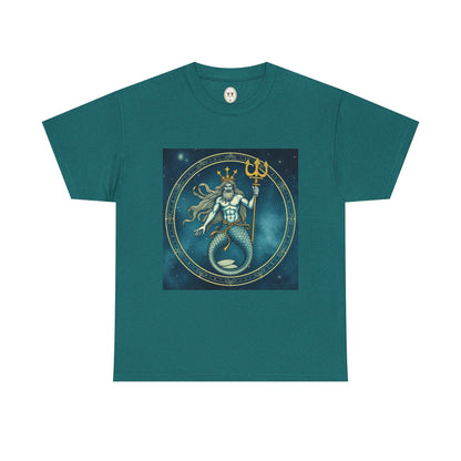 Unisex Heavy Cotton T-Shirt, Aquarius God 6v, Zodiac Design