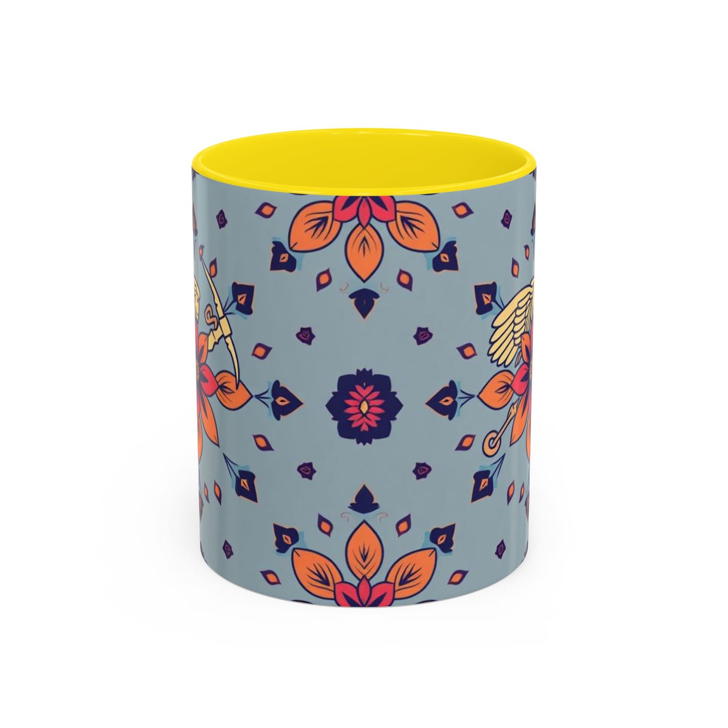 Accent Coffee Mug, Sagittarius, Zodiac v3. Flower Pattern, (11, 15oz)