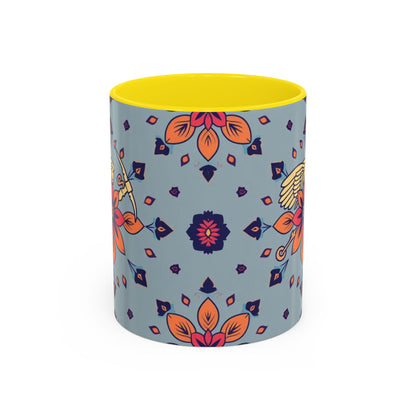 Accent Coffee Mug, Sagittarius, Zodiac v3. Flower Pattern, (11, 15oz)