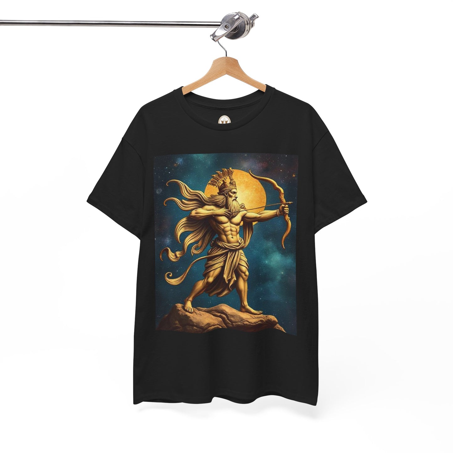 Unisex Heavy Cotton T-Shirt, Midnight Arrow v1, Sagittarius Zodiac Design