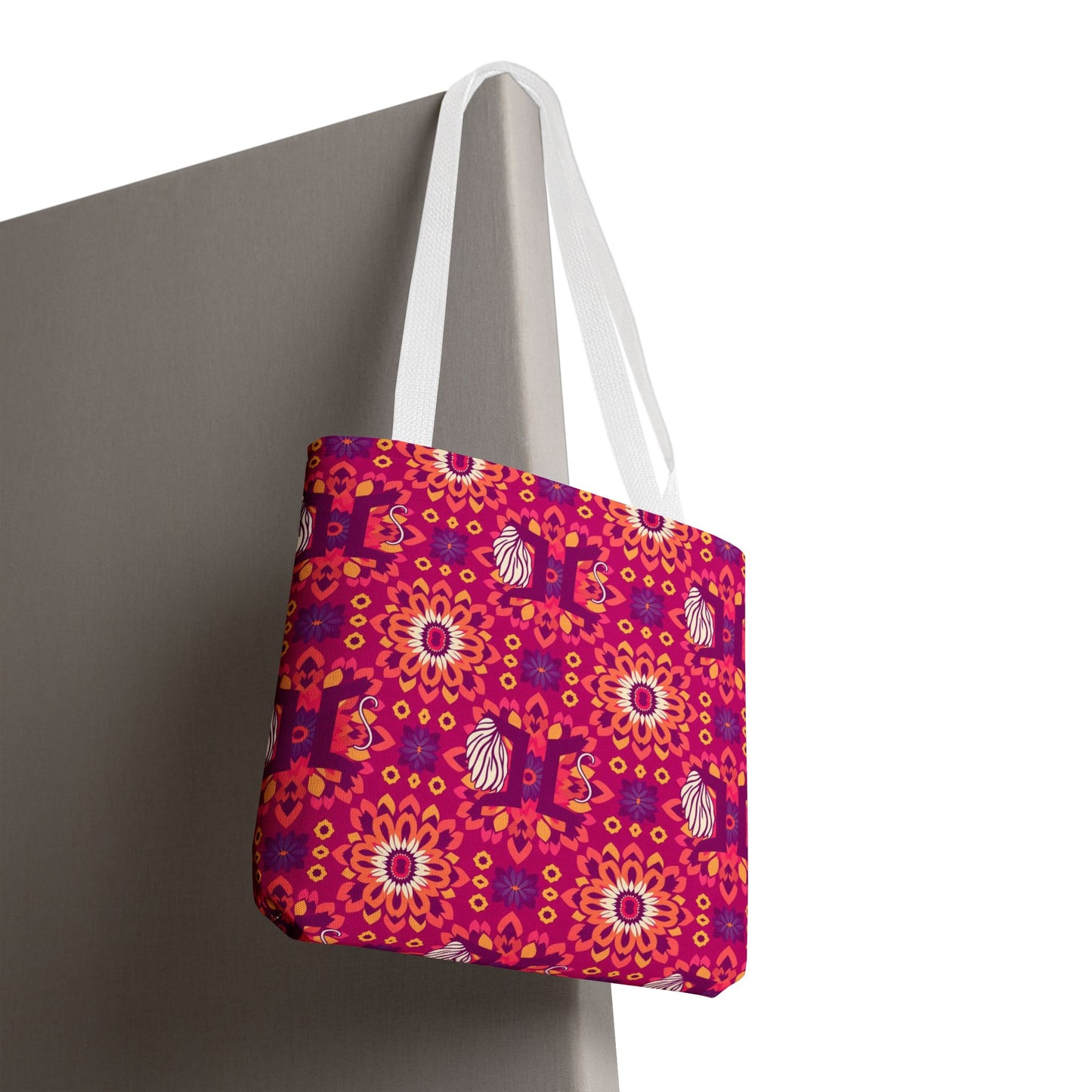 Tote Bag (AOP), Gemini, Zodiac v1, Flower Pattern