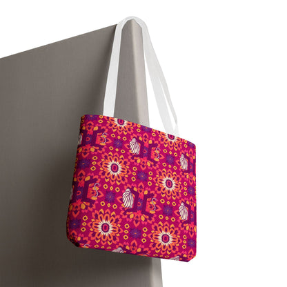 Tote Bag (AOP), Gemini, Zodiac v1, Flower Pattern