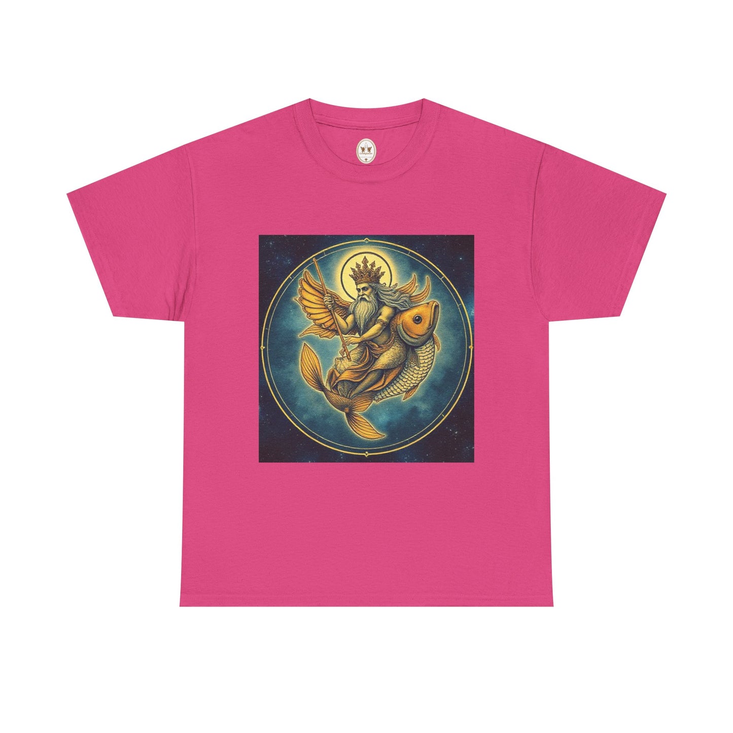 Unisex Heavy Cotton T-Shirt, Pisces King. Zodiac Design