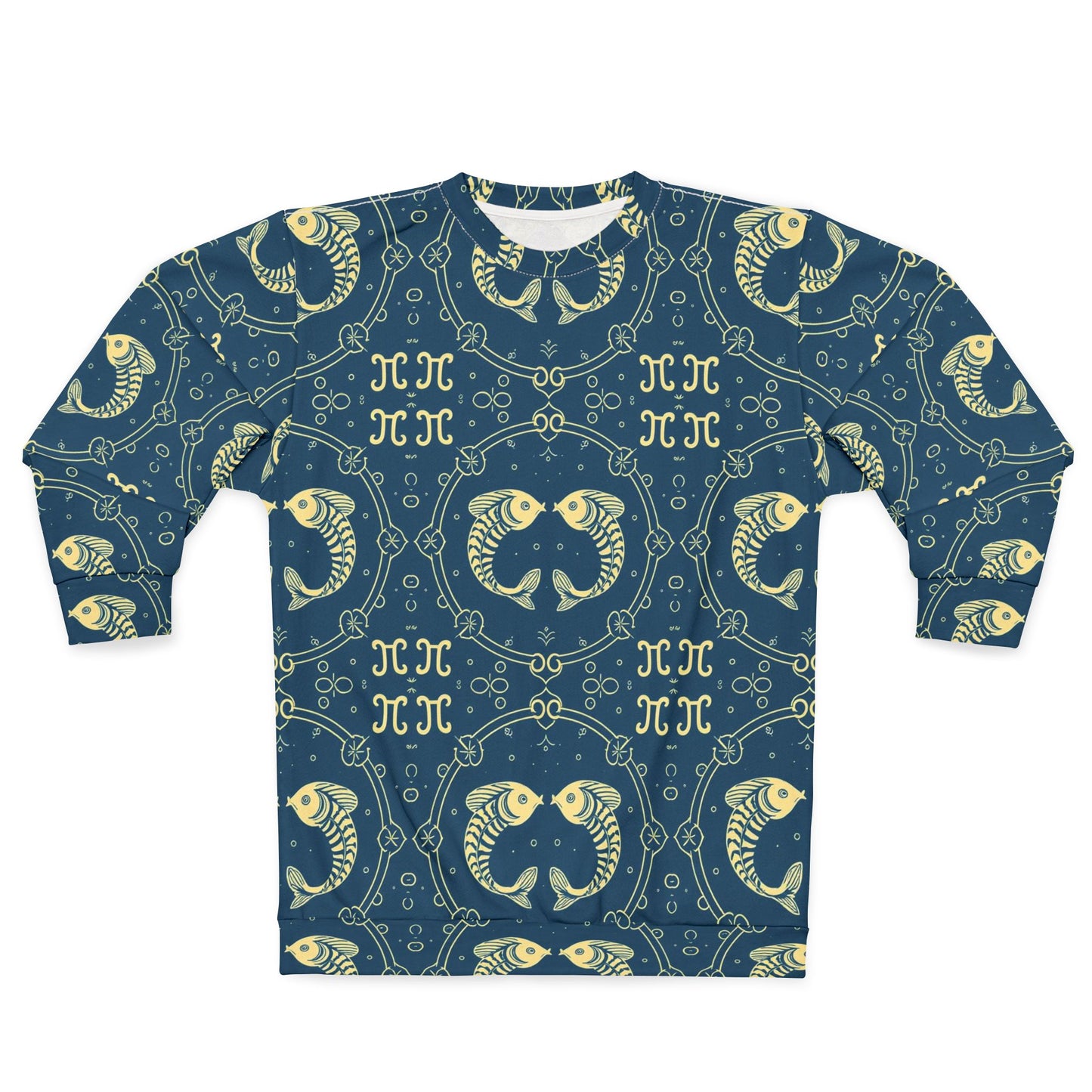 Unisex Sweatshirt, Zodiac Design, Pattern, Pisces, AOP