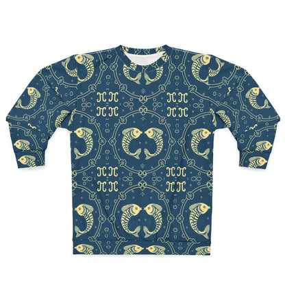 Unisex Sweatshirt, Zodiac Design, Pattern, Pisces, AOP