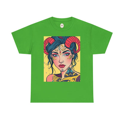 Unisex Heavy Cotton T-Shirt, Aries, Zodiac, Sexy Art