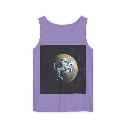 Unisex Garment-Dyed, Tank Top, Aquarius Design, Planet Animal, 100% Ringspun US cotton