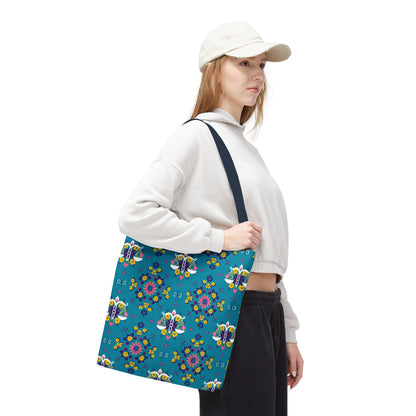 Tote Bag (AOP), Libra, Zodiac v1, Flower Pattern