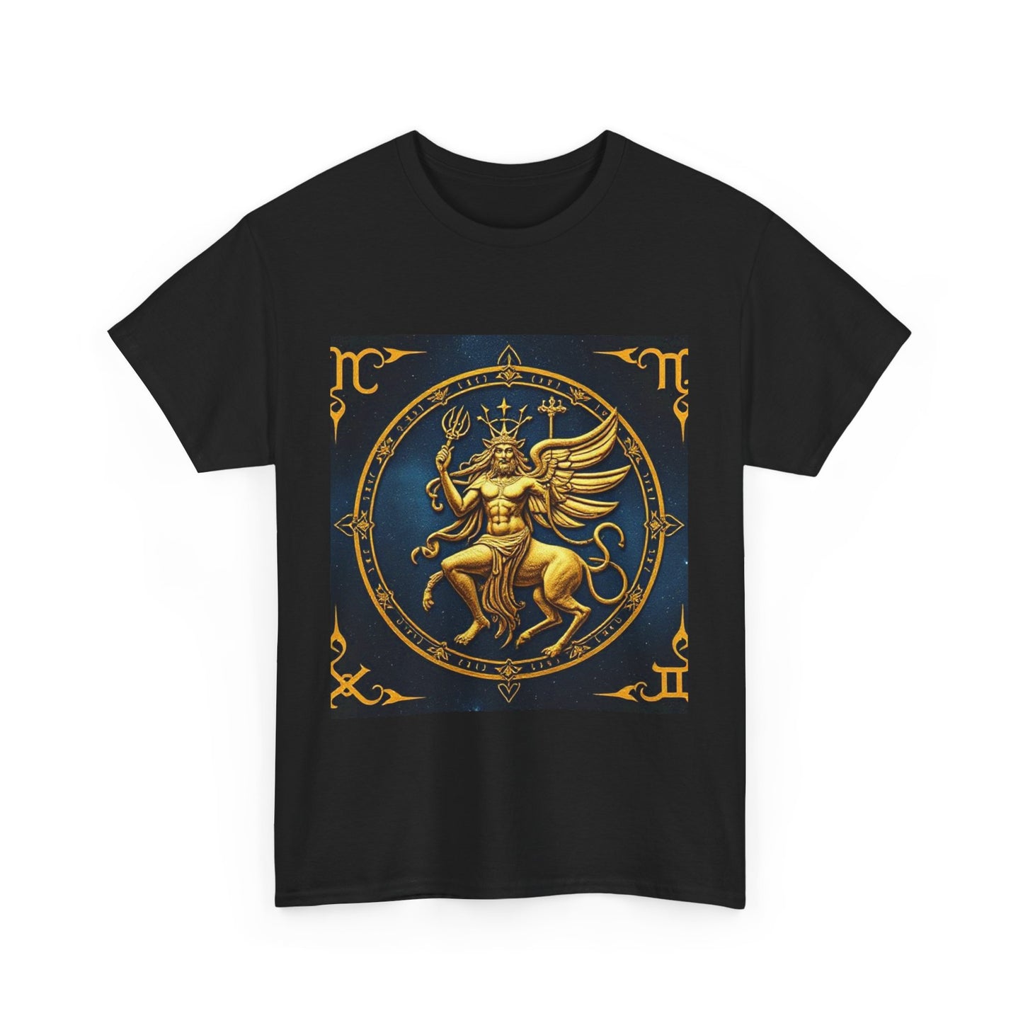 Unisex Heavy Cotton T-Shirt, Gold Angel, Symbol, Virgo Zodiac Design