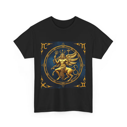 Unisex Heavy Cotton T-Shirt, Gold Angel, Symbol, Virgo Zodiac Design