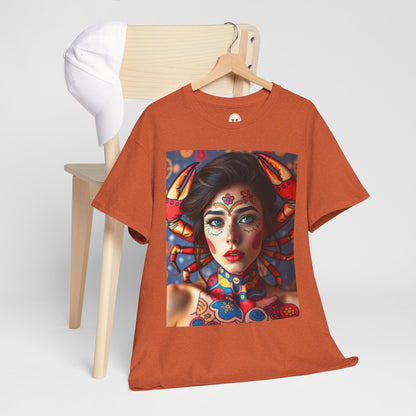 Unisex Heavy Cotton T-Shirt, Cancer, Zodiac v1, Sexy Art