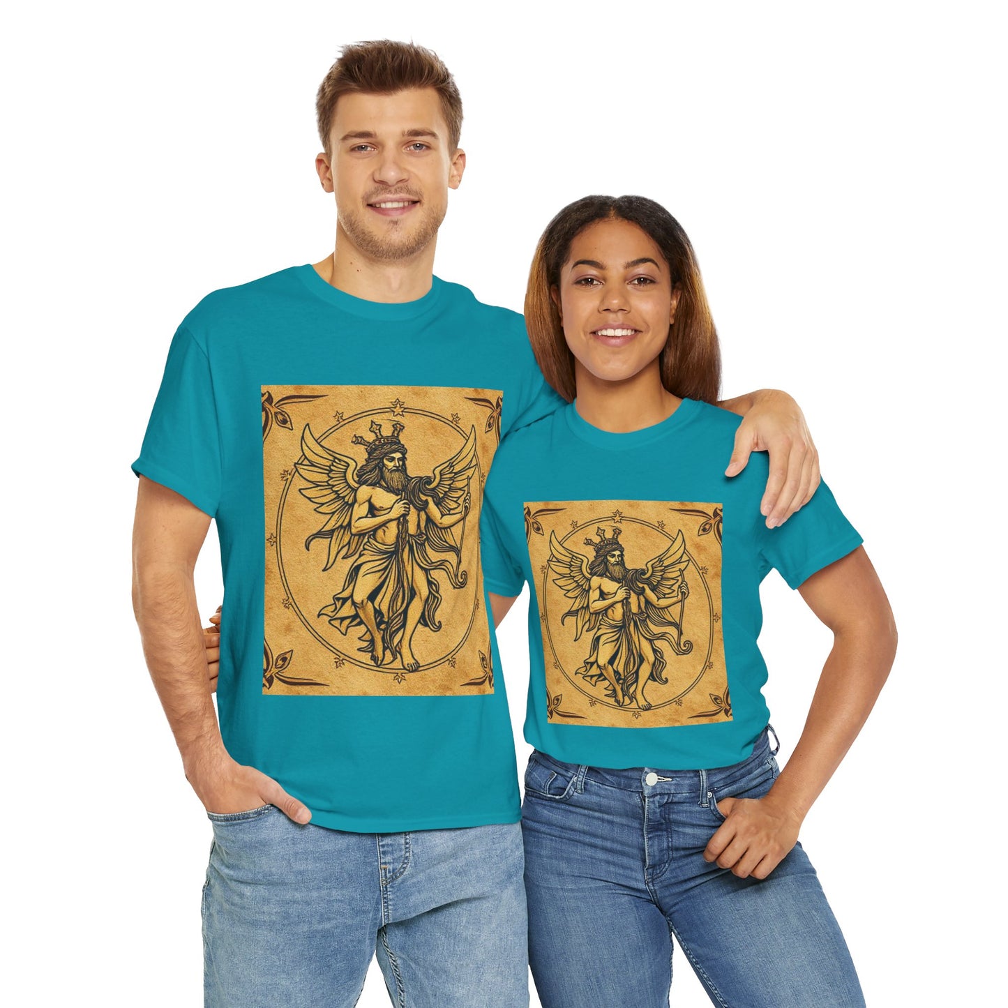 Unisex Heavy Cotton T-Shirt, Pencil Art, Gemini Zodiac Design