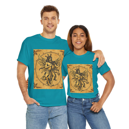 Unisex Heavy Cotton T-Shirt, Pencil Art, Gemini Zodiac Design