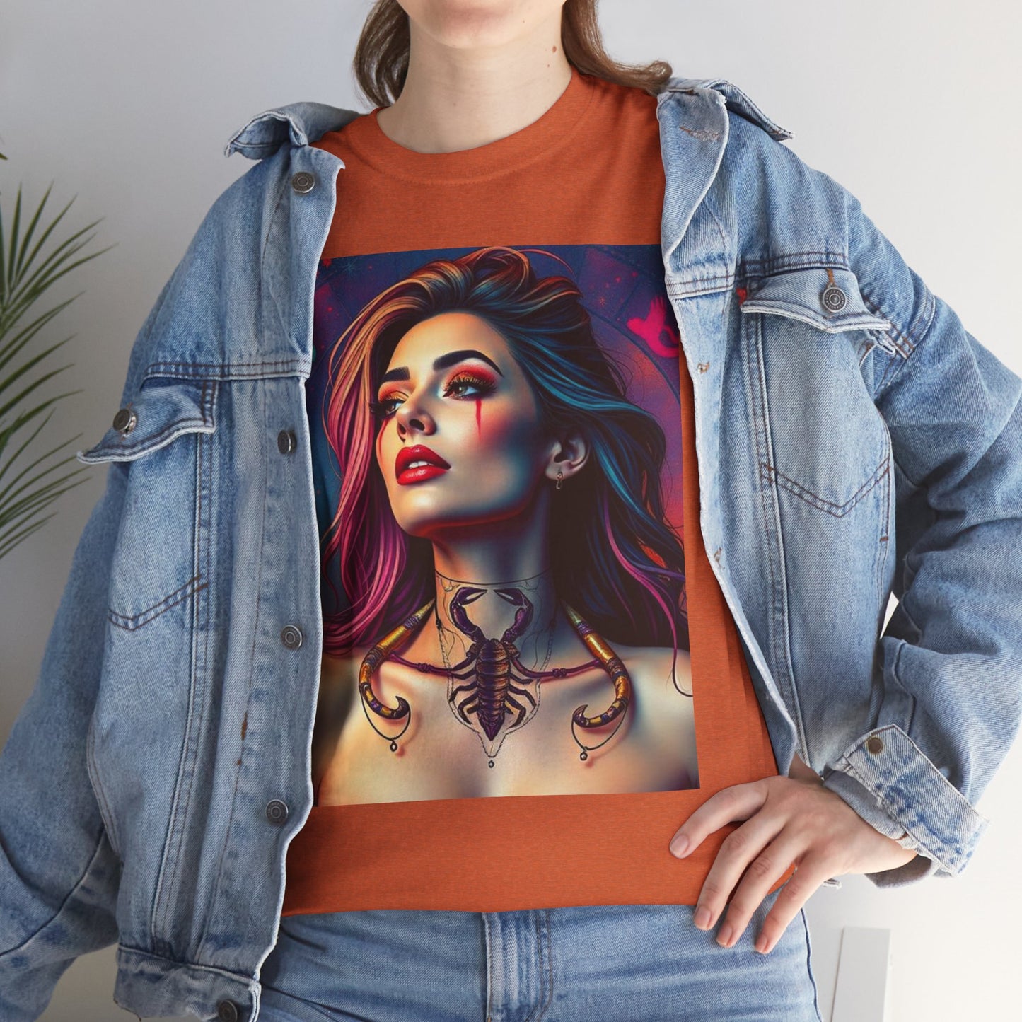 Unisex Heavy Cotton T-Shirt, Scorpio, Zodiac v1, Sexy Art