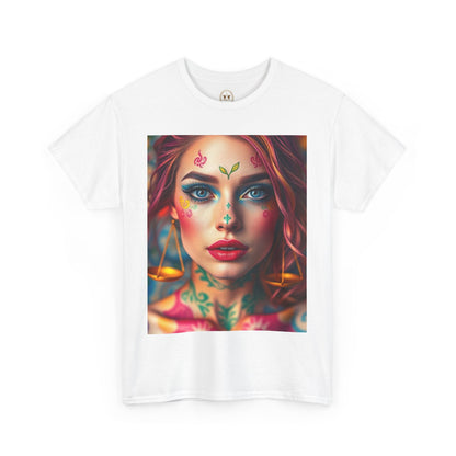Unisex Heavy Cotton T-Shirt, Libra, Zodiac v1, Sexy Art
