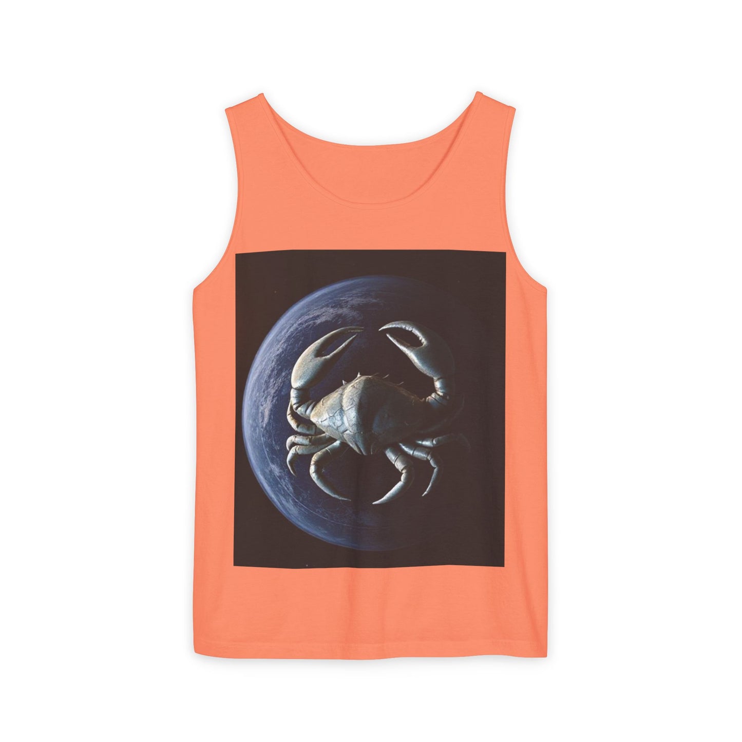 Unisex Garment-Dyed, Tank Top, Cancer Design, Planet Crab, 100% US cotton