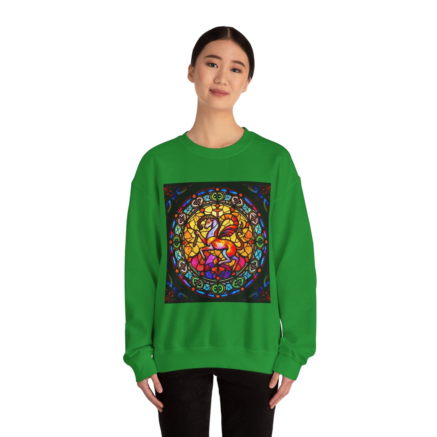 Unisex Heavy Blend™ Crewneck Sweatshirt, Glass 1, Aries Zodiac Design
