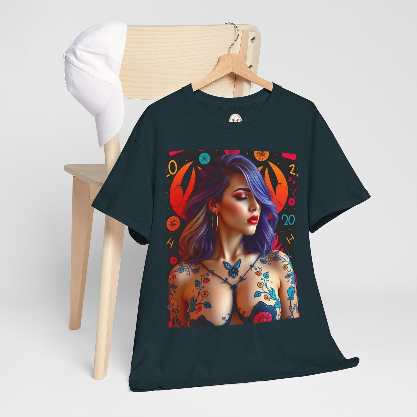 Unisex Heavy Cotton T-Shirt, Cancer, Zodiac, Sexy Art