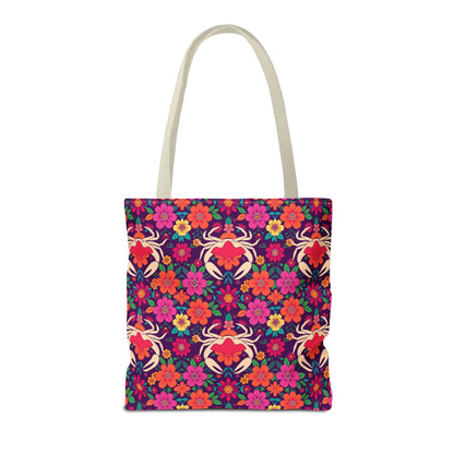 Tote Bag (AOP), Cancer, Zodiac, Flower Pattern