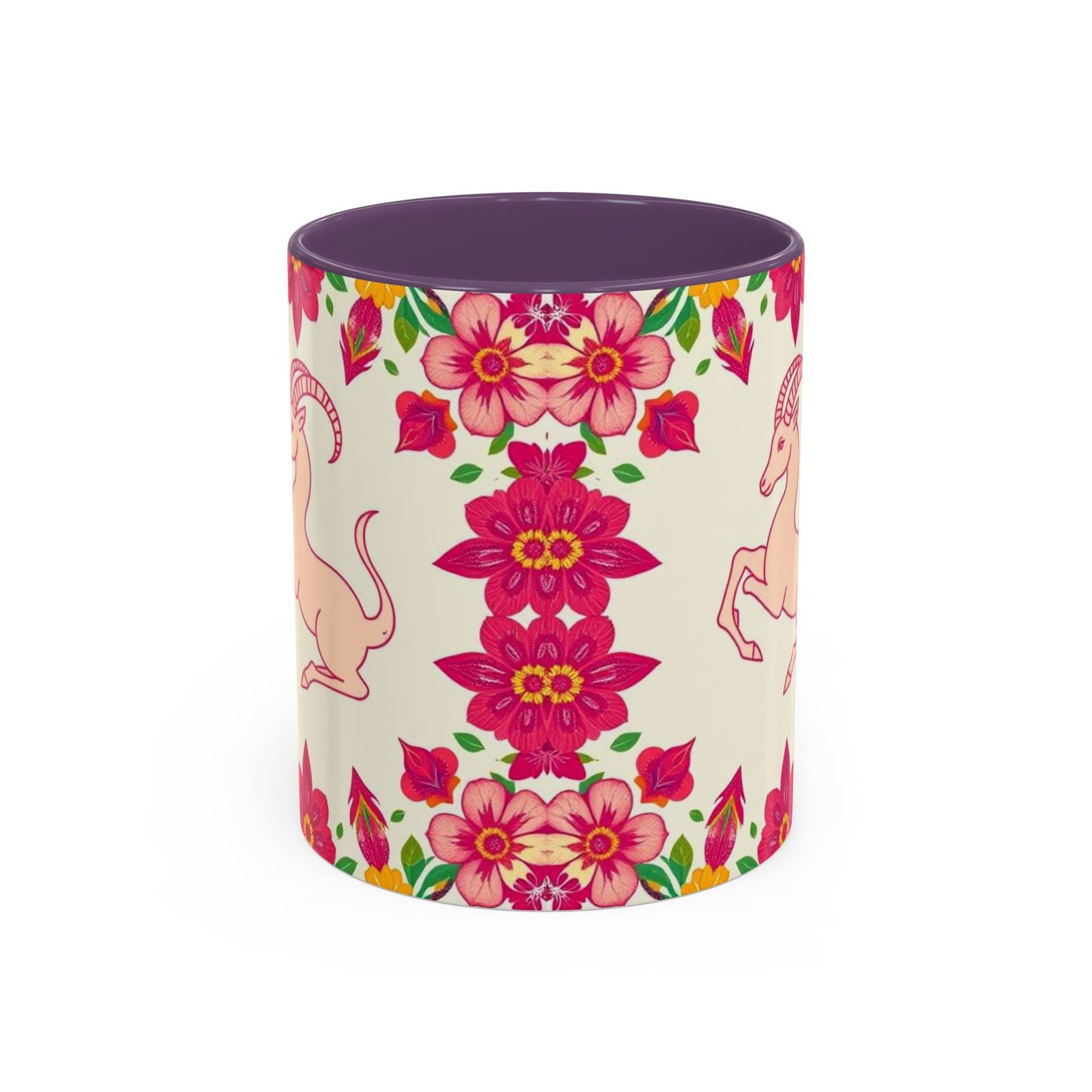 Accent Coffee Mug, Capricorn, Zodiac v2, Flower Pattern, (11, 15oz)