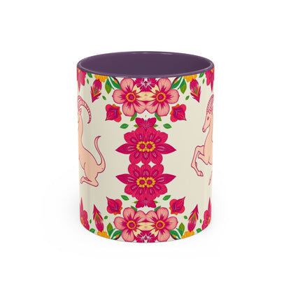 Accent Coffee Mug, Capricorn, Zodiac v2, Flower Pattern, (11, 15oz)