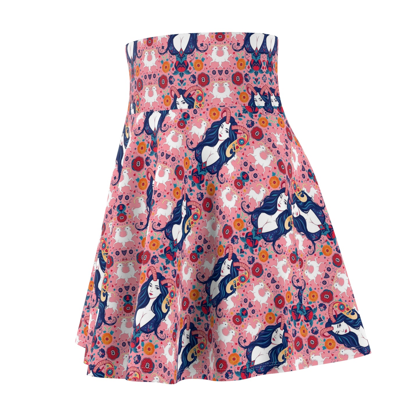 Women's Skater Skirt, (AOP), Capricorn, Zodiac v3, Sexy Pattern