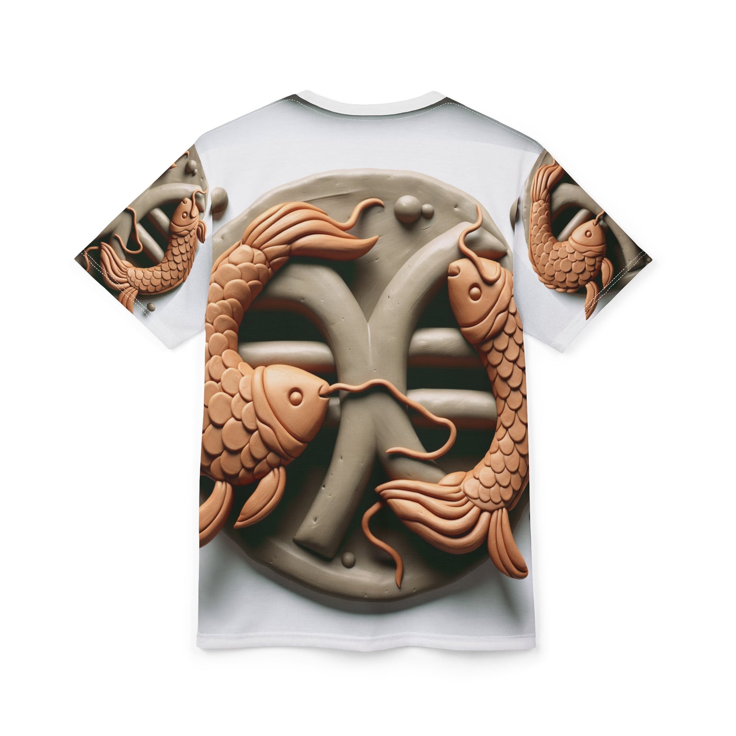 Unisex Cut & Sew T-Shirt (AOP), Catfish, Pisces Zodiac Design, Regular fit, 100% Polyester