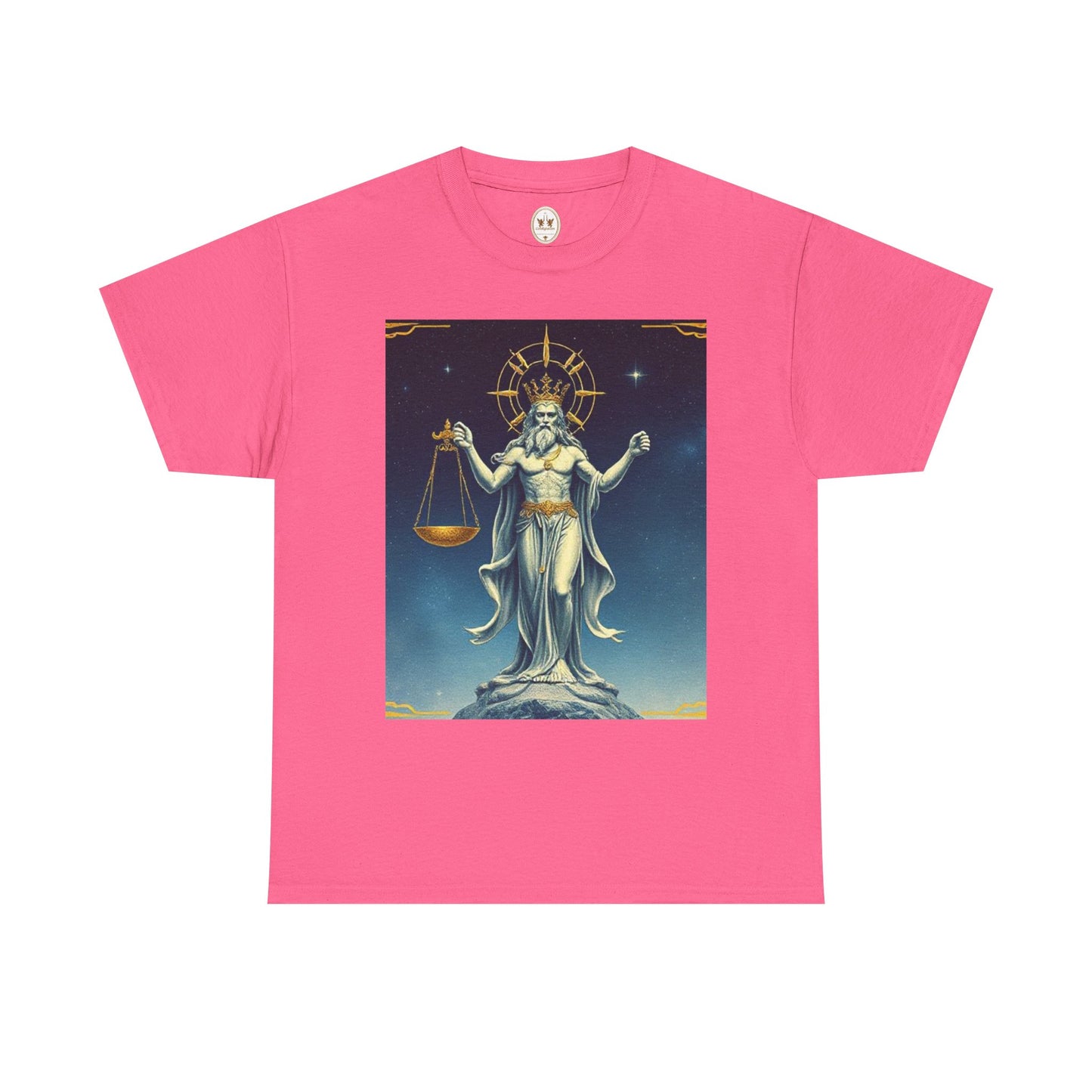 Unisex Heavy Cotton T-Shirt, Space, Libra God, Zodiac Design