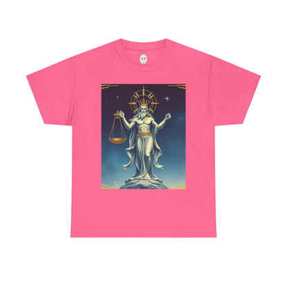 Unisex Heavy Cotton T-Shirt, Space, Libra God, Zodiac Design